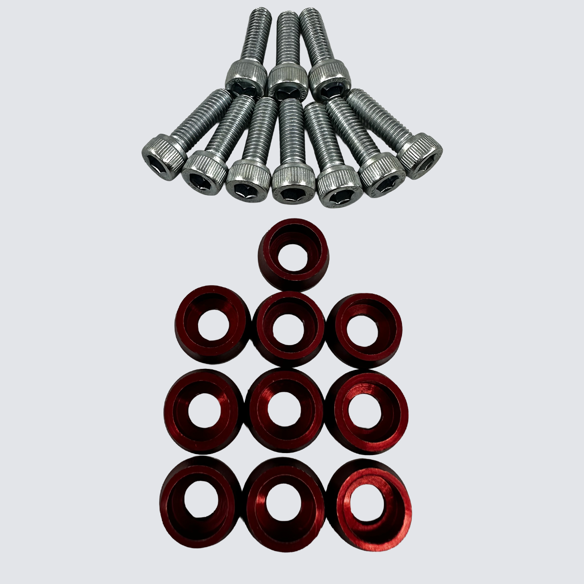 Kit 10 Arruelas De Alumínio Com Parafusos Inox M6 Universal - Estética Engine Bay